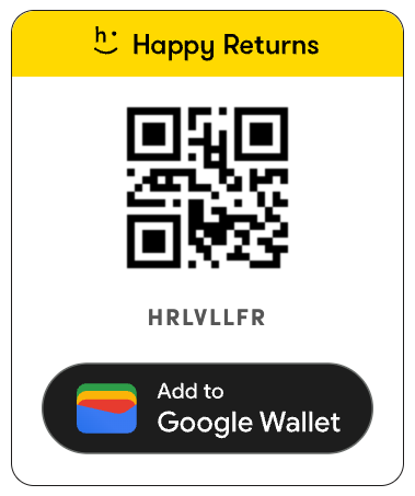 Example Return Bar QR code along with google pass add to wallet button